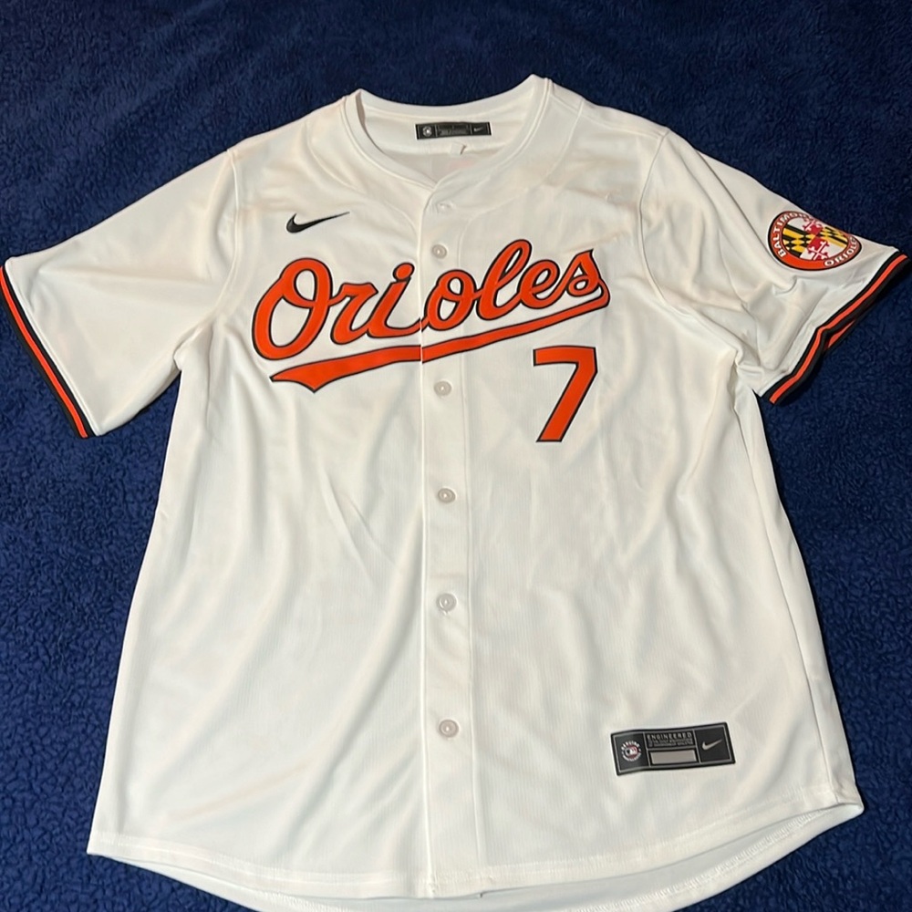 Large Nike Baltimore orioles Jackson Holliday MLB baseball home jersey